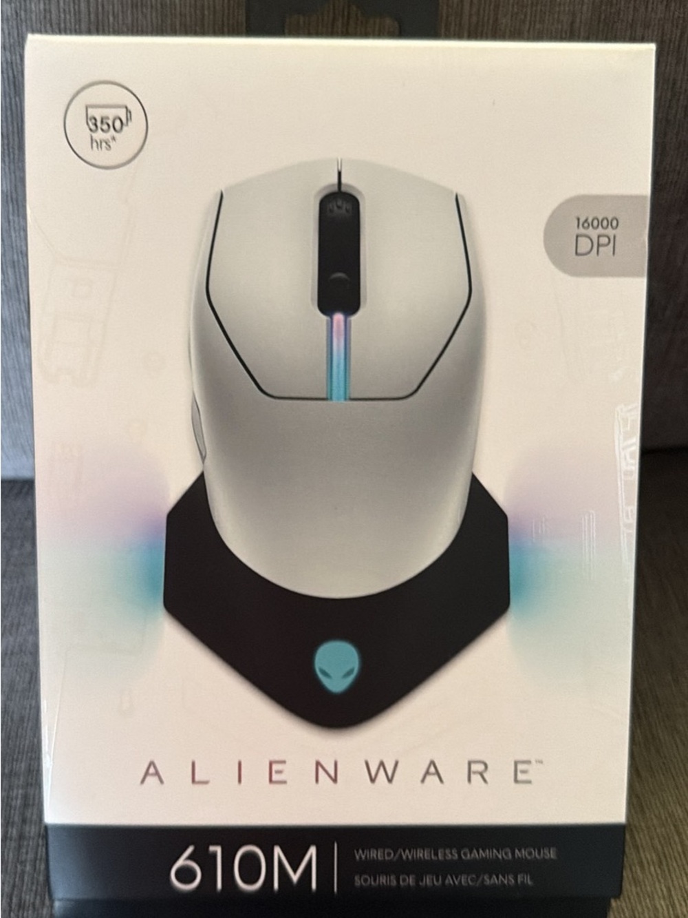 Alienware 610M White Gaming Mouse with RGB Accent